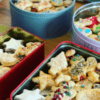 Many cut-out Christmas cookies in tins