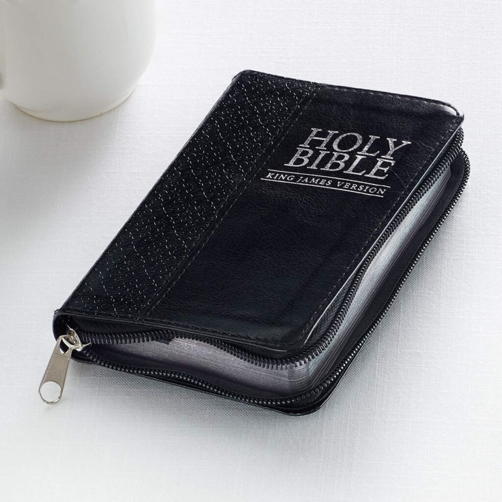 Bible - Mini Pocket Bible Zippered Faux Leather, KJV